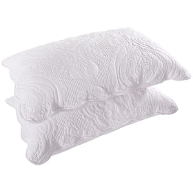 BOSOWOS quilted pillow shams close-up stitching for durable soft bedding