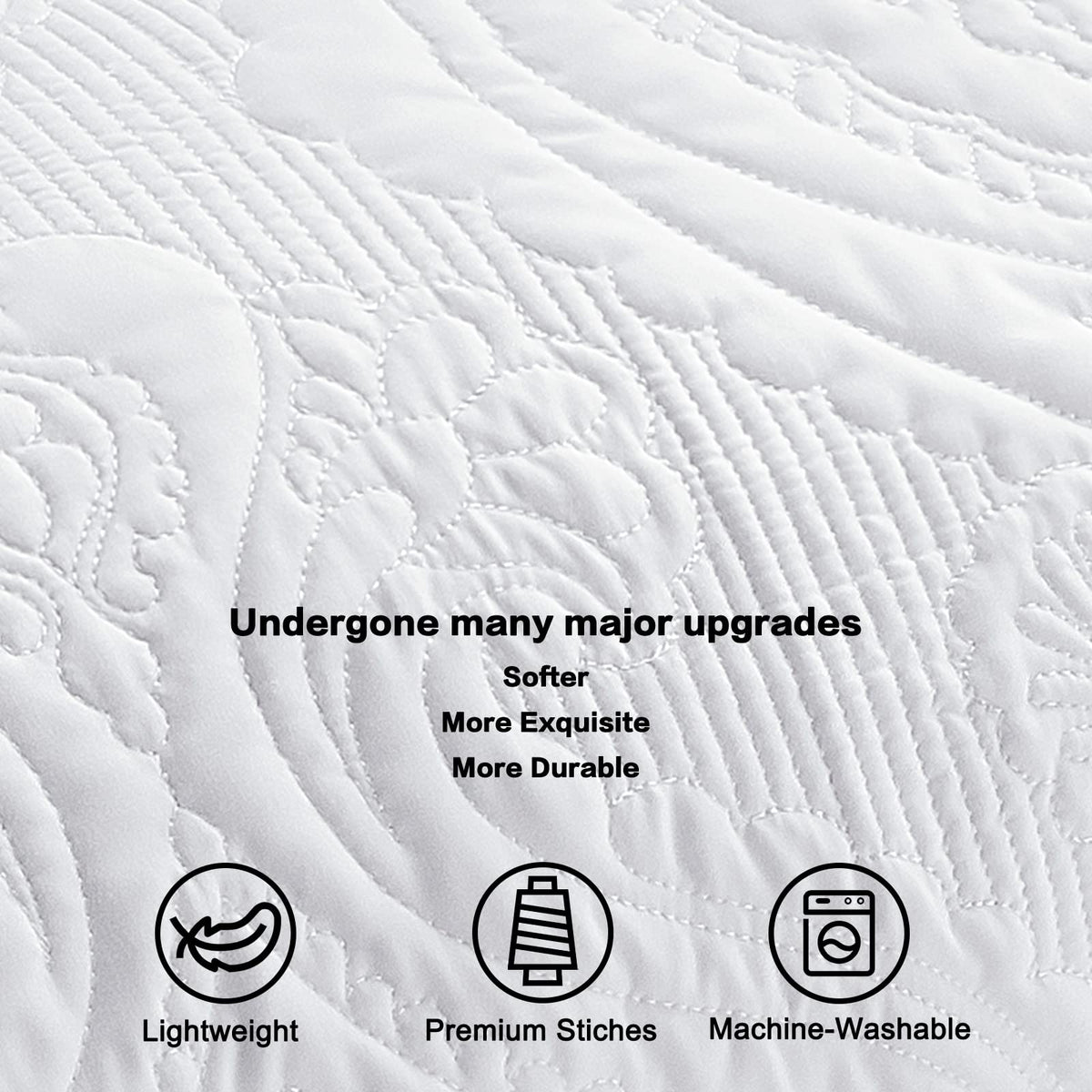 BOSOWOS white quilted sham texture close-up showing soft finish