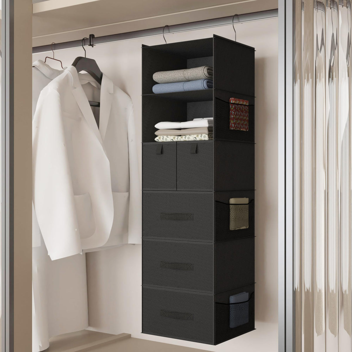 Bosuelife sturdy metal hooks support extra clothing without sag.