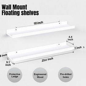 Boswillon 2-pack floating shelves shown with quick install hardware.