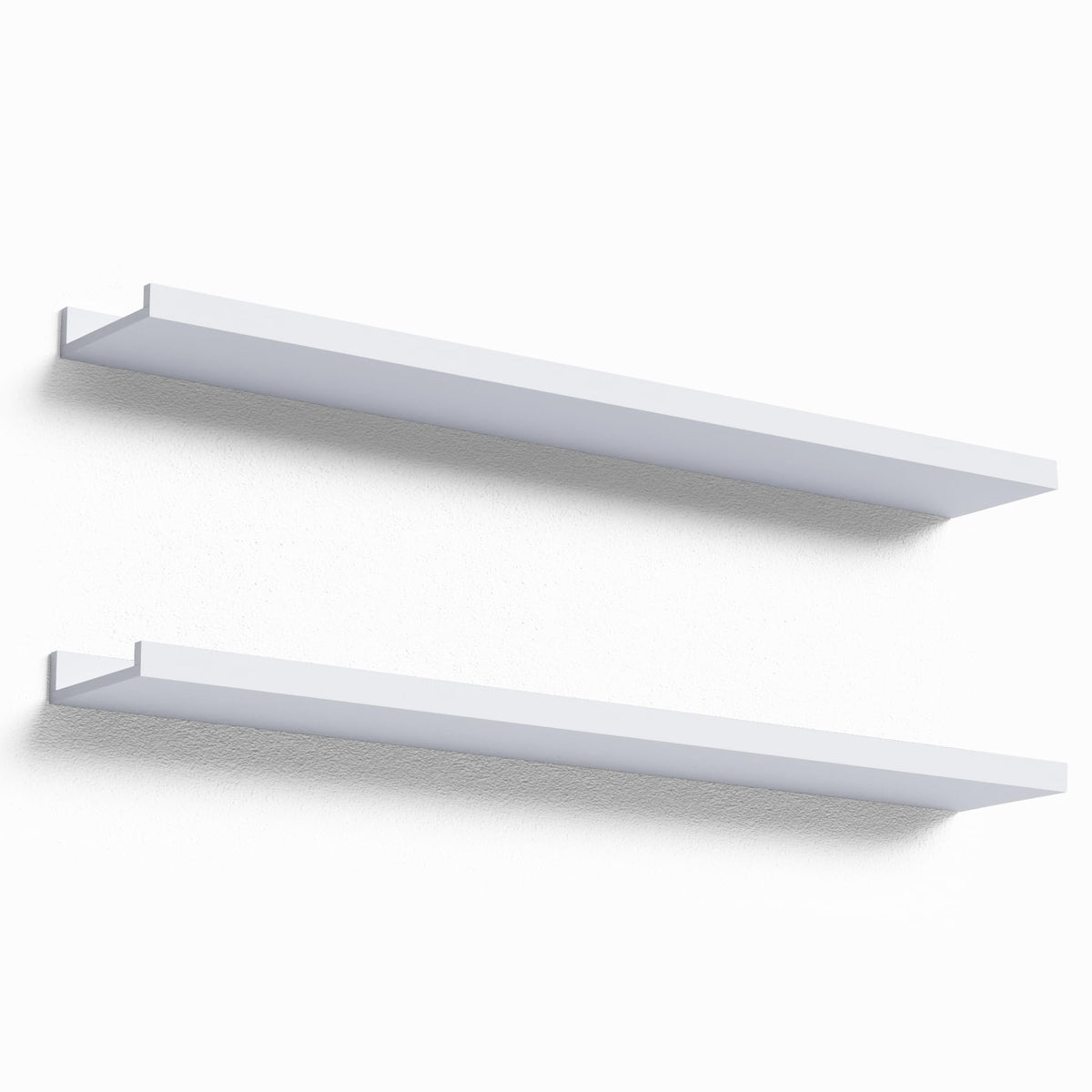 Boswillon 36in floating shelves ready for wall mounting, ideal for organized living spaces.