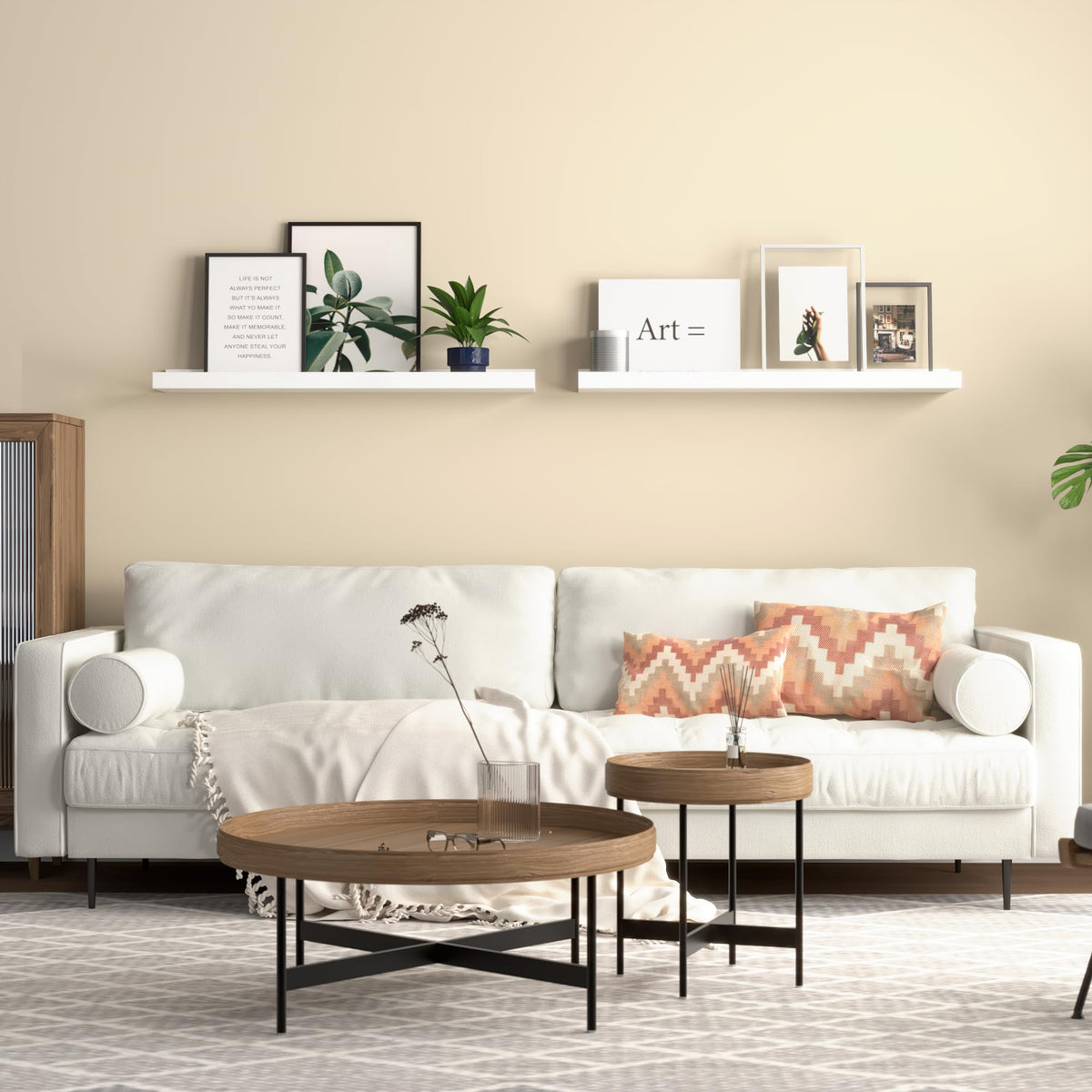 Boswillon engineered wood shelves hold up to 20 lbs securely.