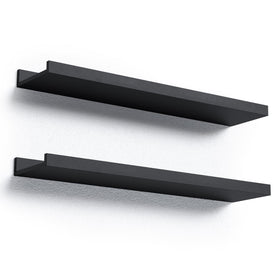 Boswillon long floating shelf with front lip secures items in bedrooms and living spaces.
