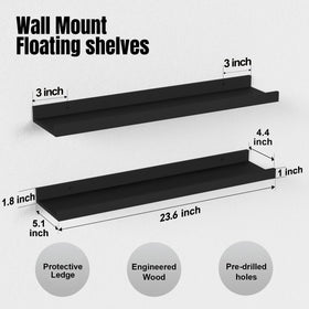 Boswillon two-pack wall shelves support up to 20 lbs for art and decor.
