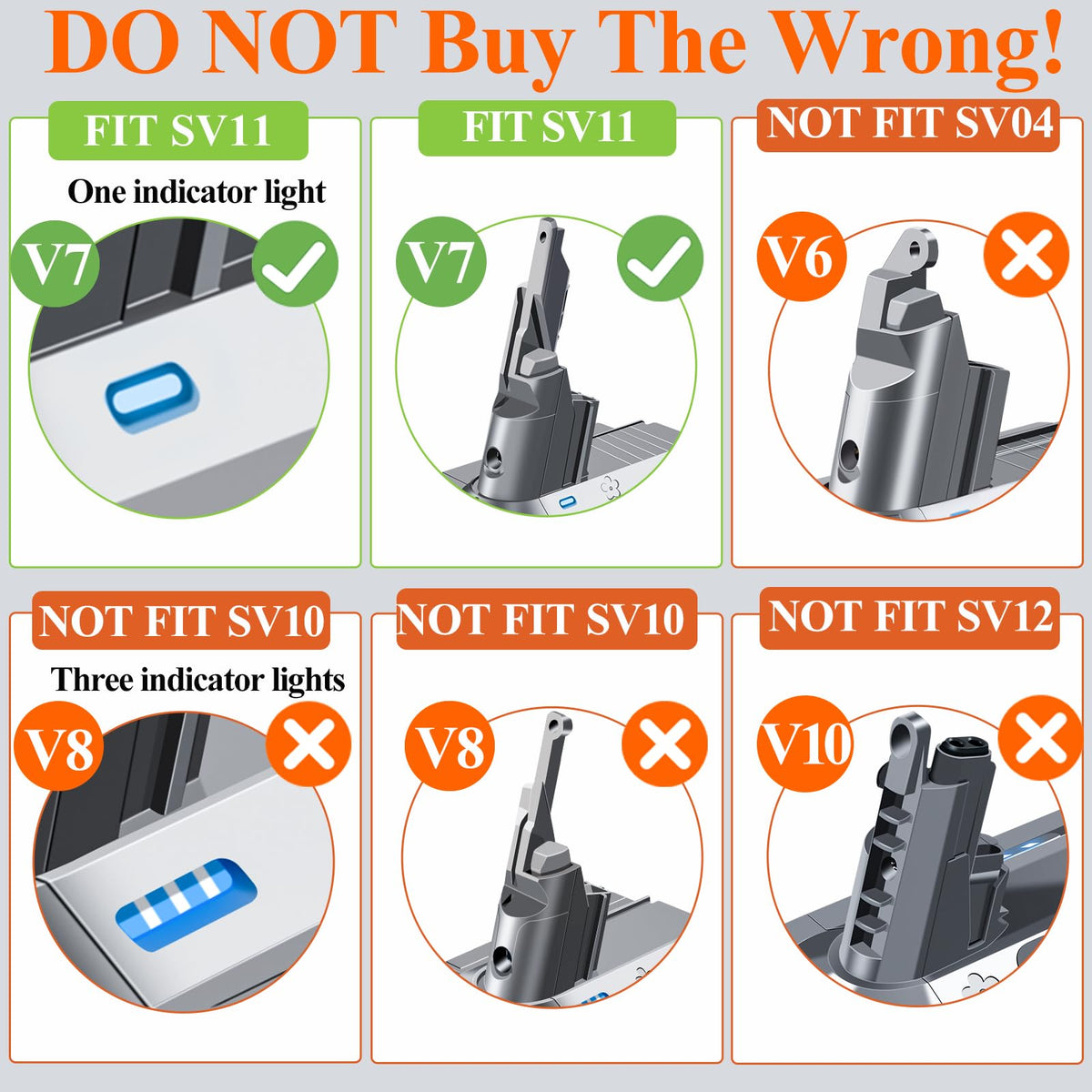 BOTKK Dyson V7 SV11 battery compatibility chart confirms model fit