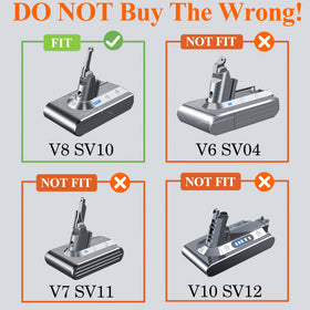 BOTKK Dyson V8 battery compatibility label confirms fit for Animal and Absolute models