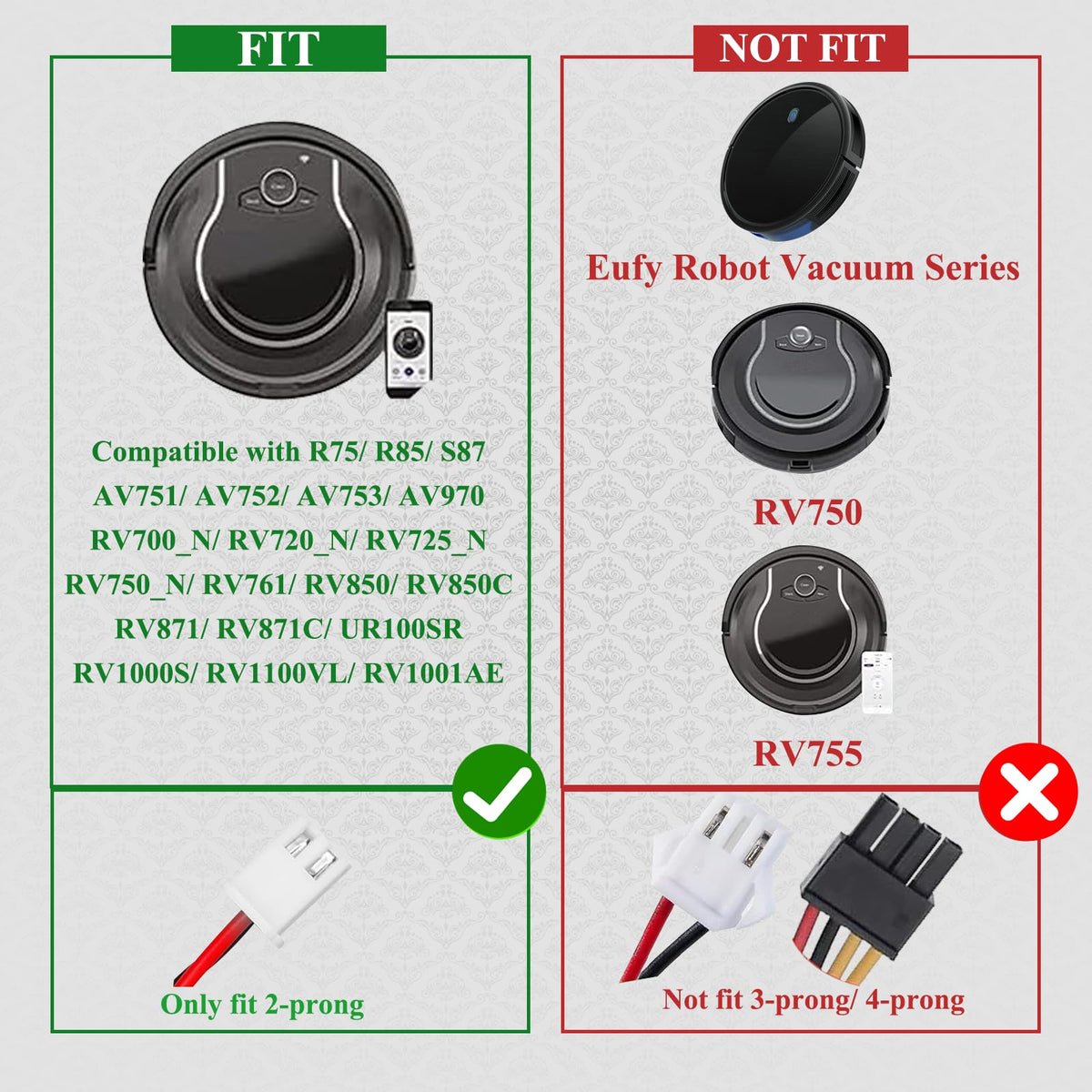 BOTKK RVBAT850 compatibility chart highlighting broad Shark model support