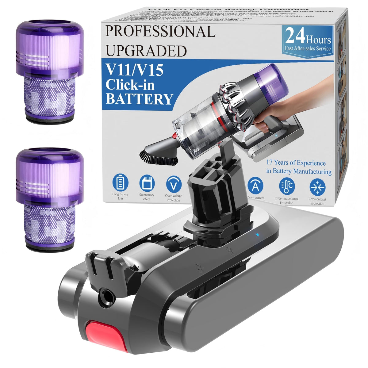 BOTKK V15 battery for Dyson Detect with extended runtime and strong suction