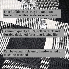Bottalive hemmed edges buffalo plaid rug features long lasting wear for busy entrances.