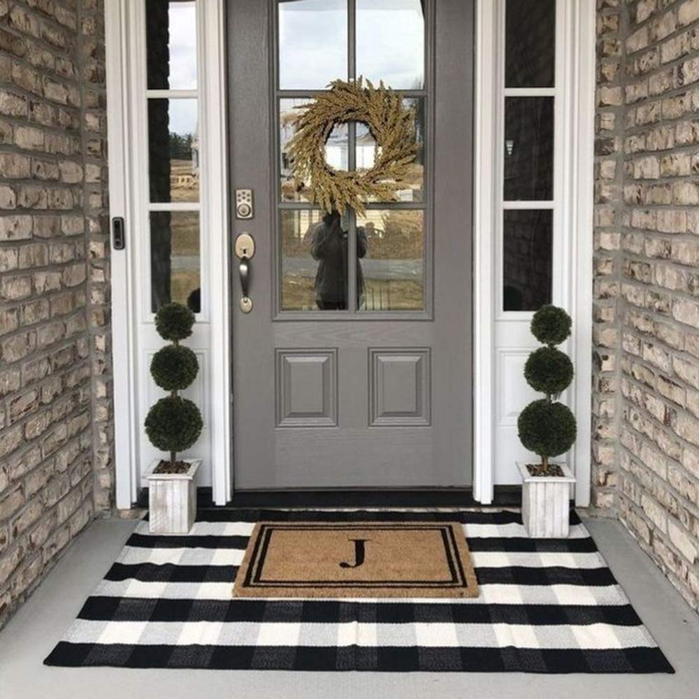 Bottalive layered porch mat with hello welcome design enhances curb appeal and entryway style.