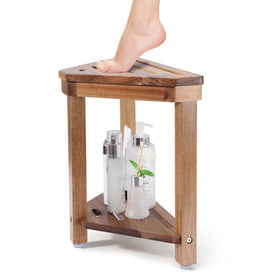 Boulphia acacia wood shower foot rest top view for durable, comfortable foot care