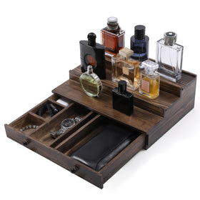Boulphia Cologne Organizer with a 3-tier shelf keeps bottles neatly organized.