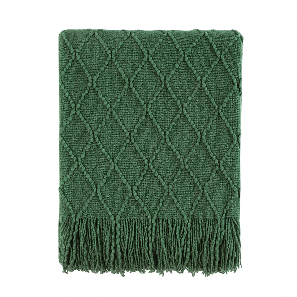BOURINA green throw blanket 50x60 inches for cozy sofa warmth.