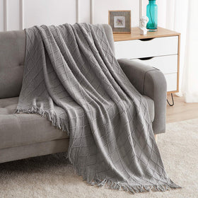 bourina light grey throw blanket with plush texture for cozy living room decor