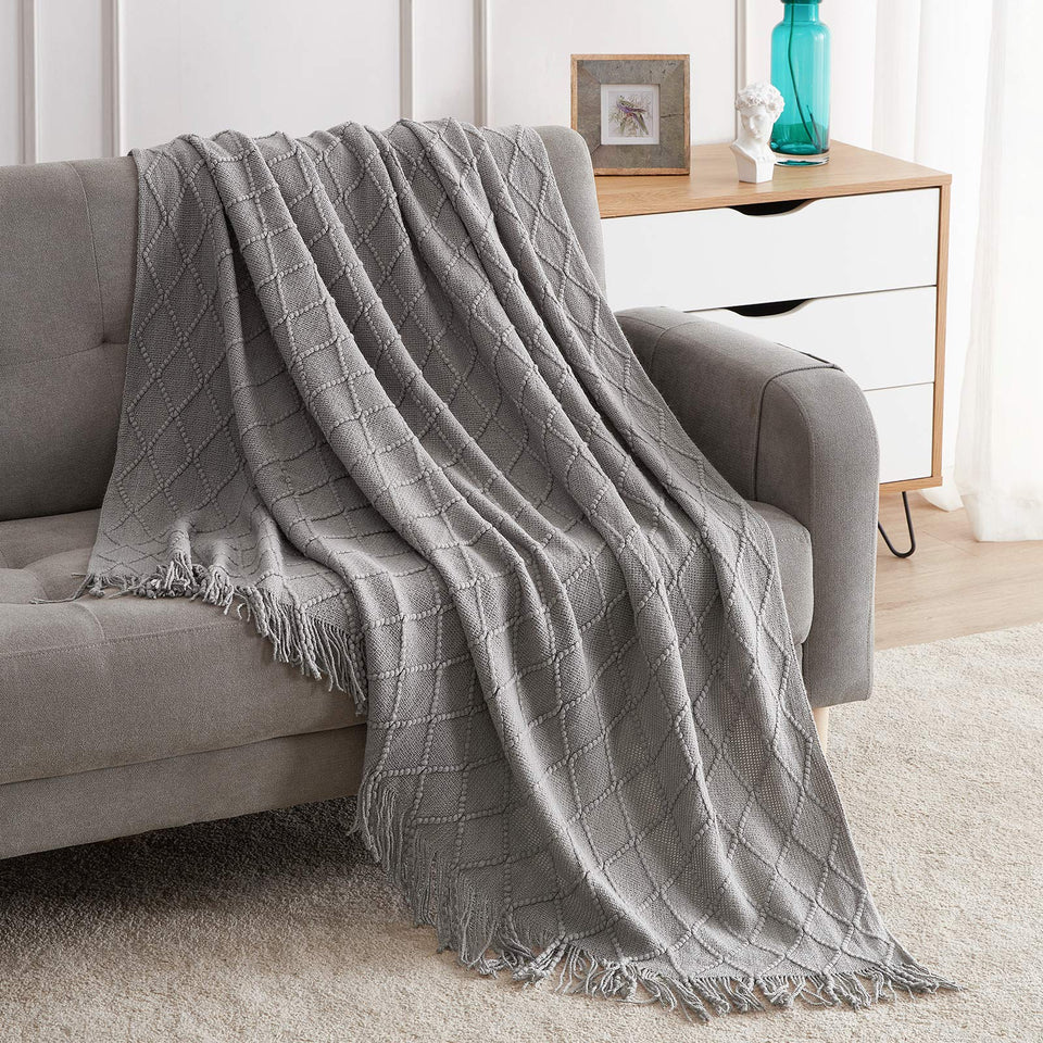 bourina light grey throw blanket with plush texture for cozy living room decor
