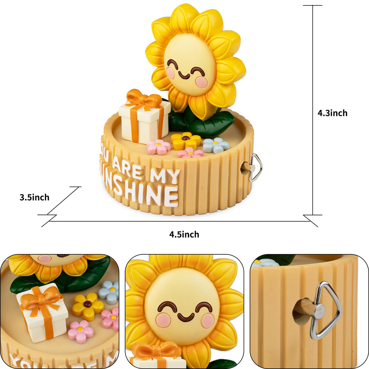 Bowu song melody You Are My Sunshine playing from a sunflower music box.