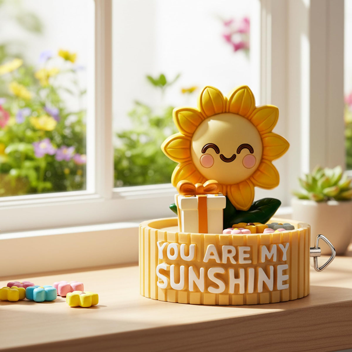 Bowu sunflower figurine close-up highlighting delicate petals for home decor.