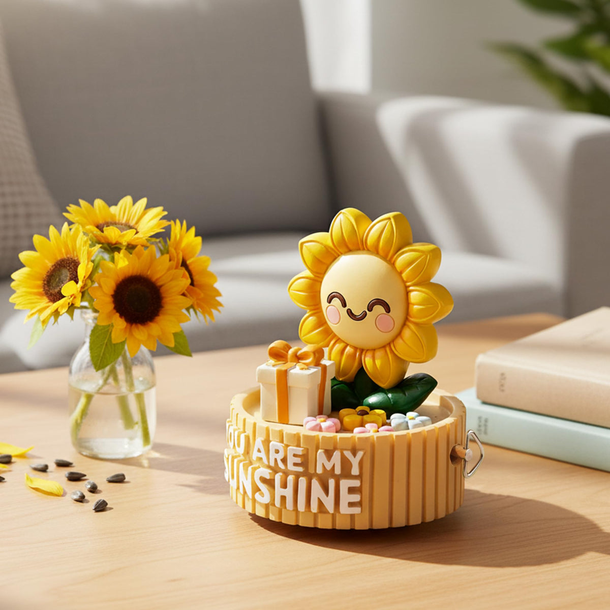 Bowu You Are My Sunshine wind-up music box with sunflower design, a charming keepsake.