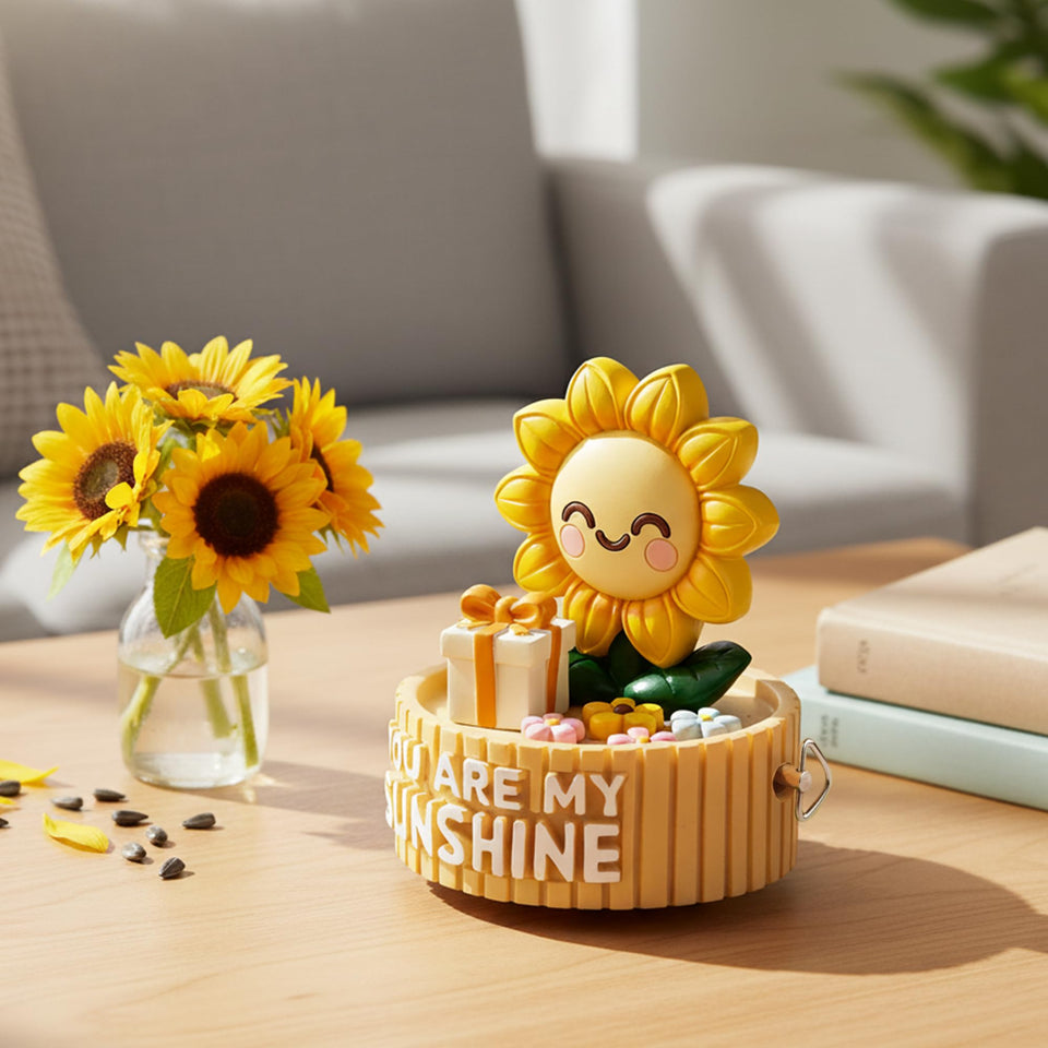 Bowu You Are My Sunshine wind-up music box with sunflower design, a charming keepsake.