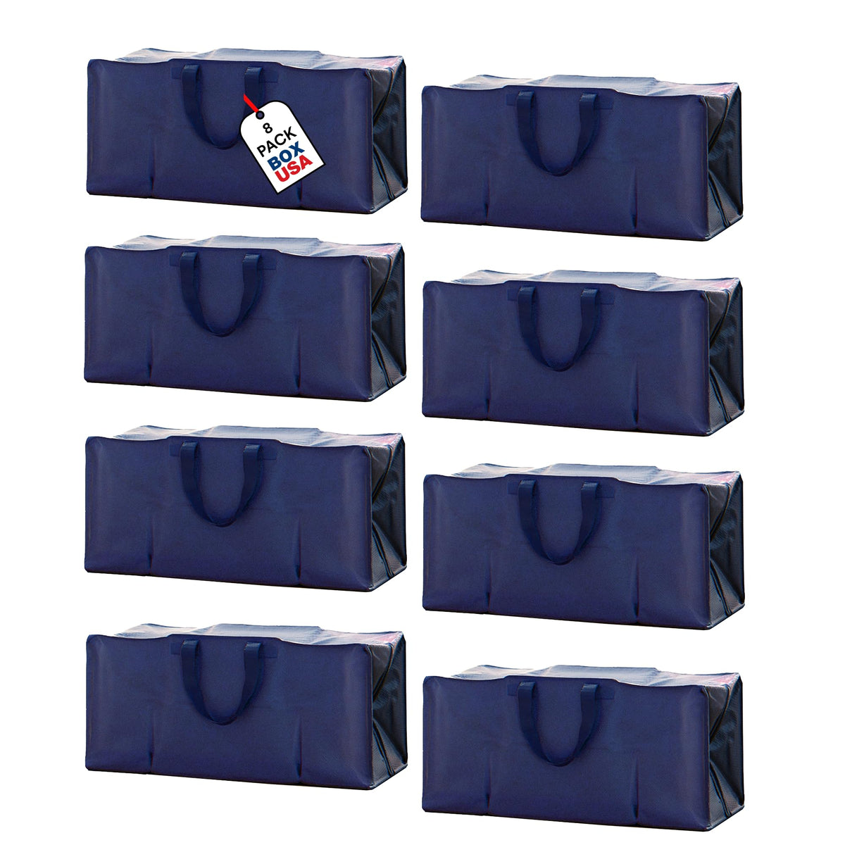 BOX USA 8-pack moving bags with tough handles, ideal for dorm moves.