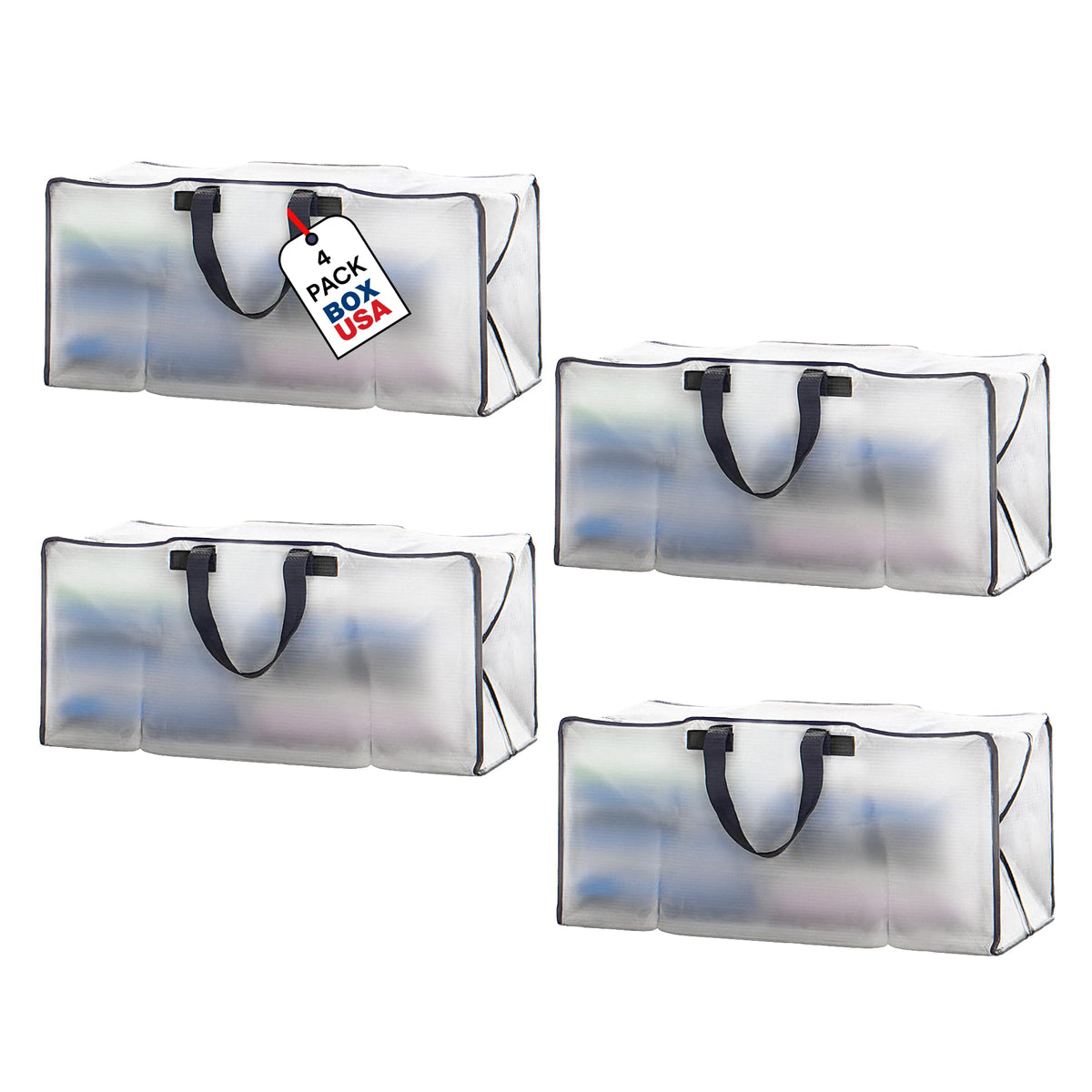 BOX USA four-pack moving bags with strong handles for easy transport during a move.