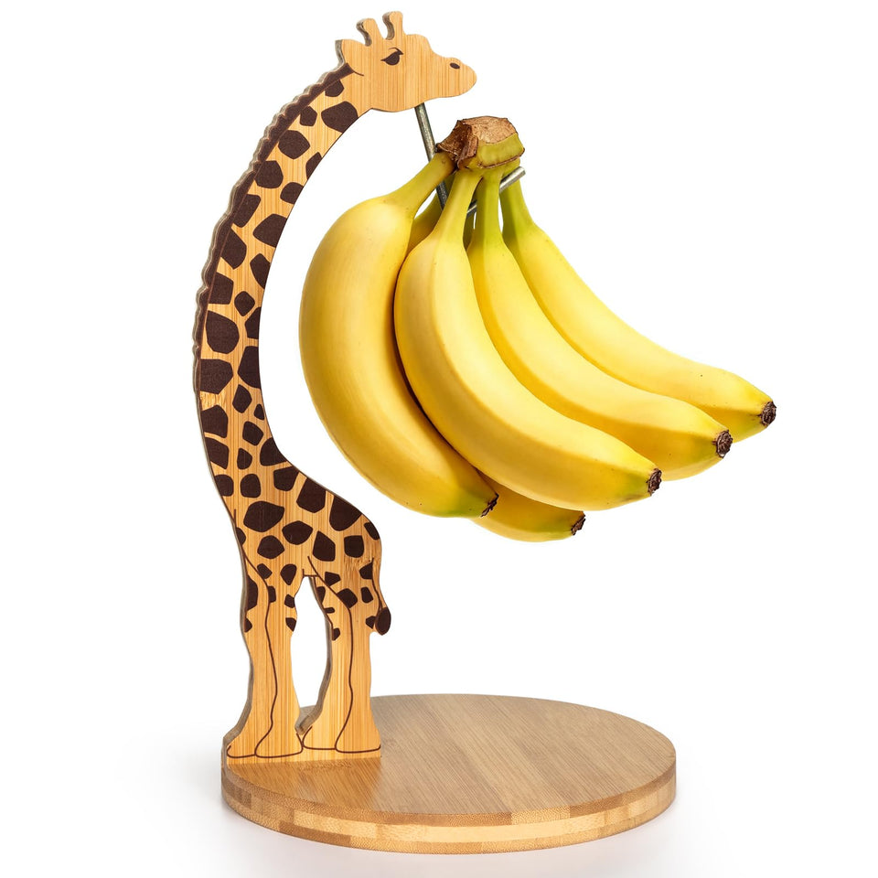 Boxchess Giraffe Banana Holder Stand under cabinet keeps bananas fresh and easily accessible.