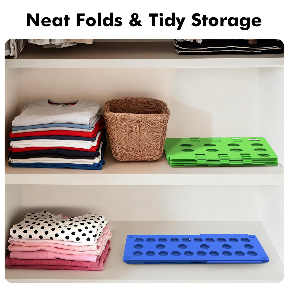 BoxLegend in-use for T-shirts delivers crisp folds in seconds.