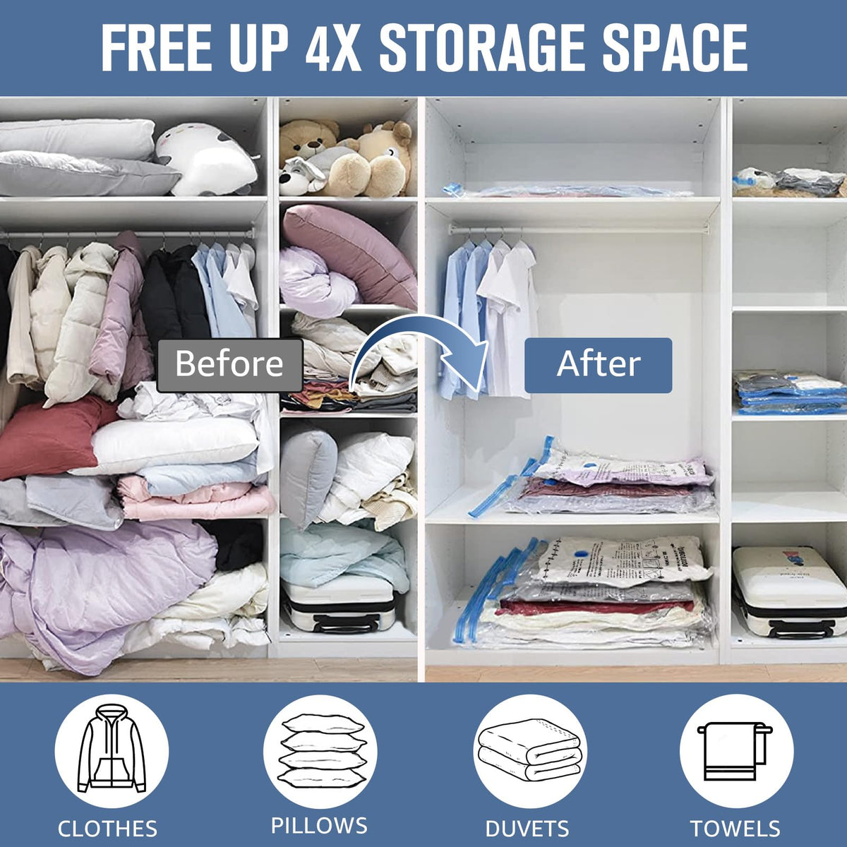 BoxLegend thick vacuum bags prevent tears during travel and storage