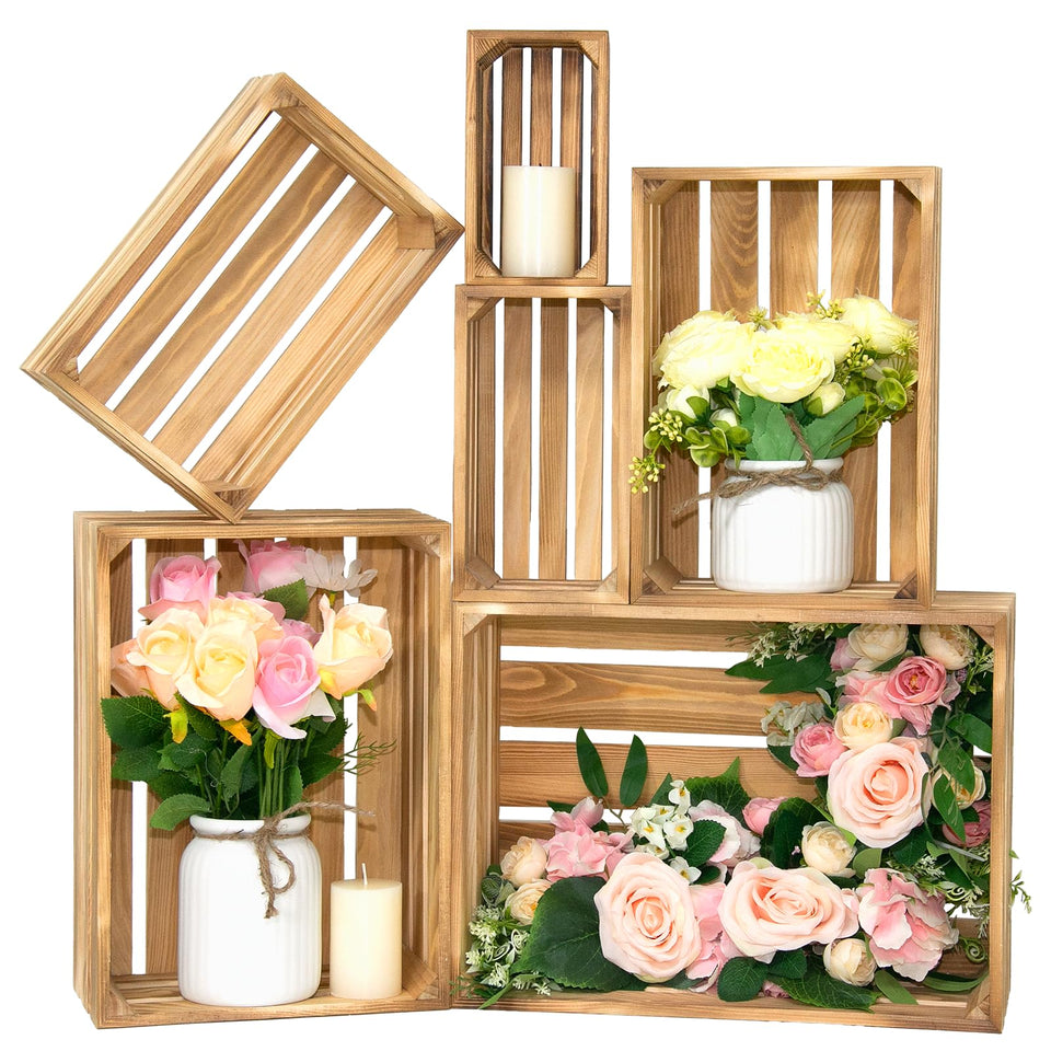 BOY MCOWBOY wooden crates display stacked, ideal for versatile decor and organized storage.