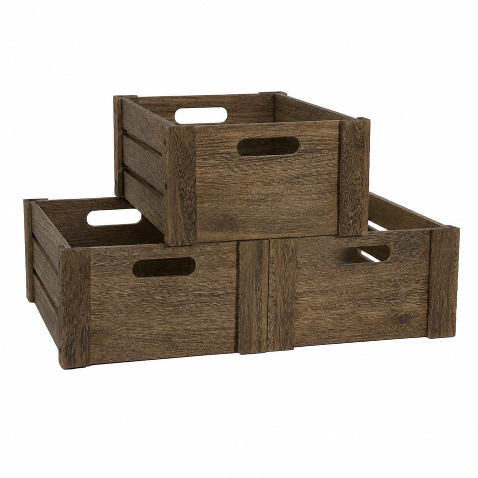 BOY MCOWBOY display crates with handles for organized storage in living spaces.
