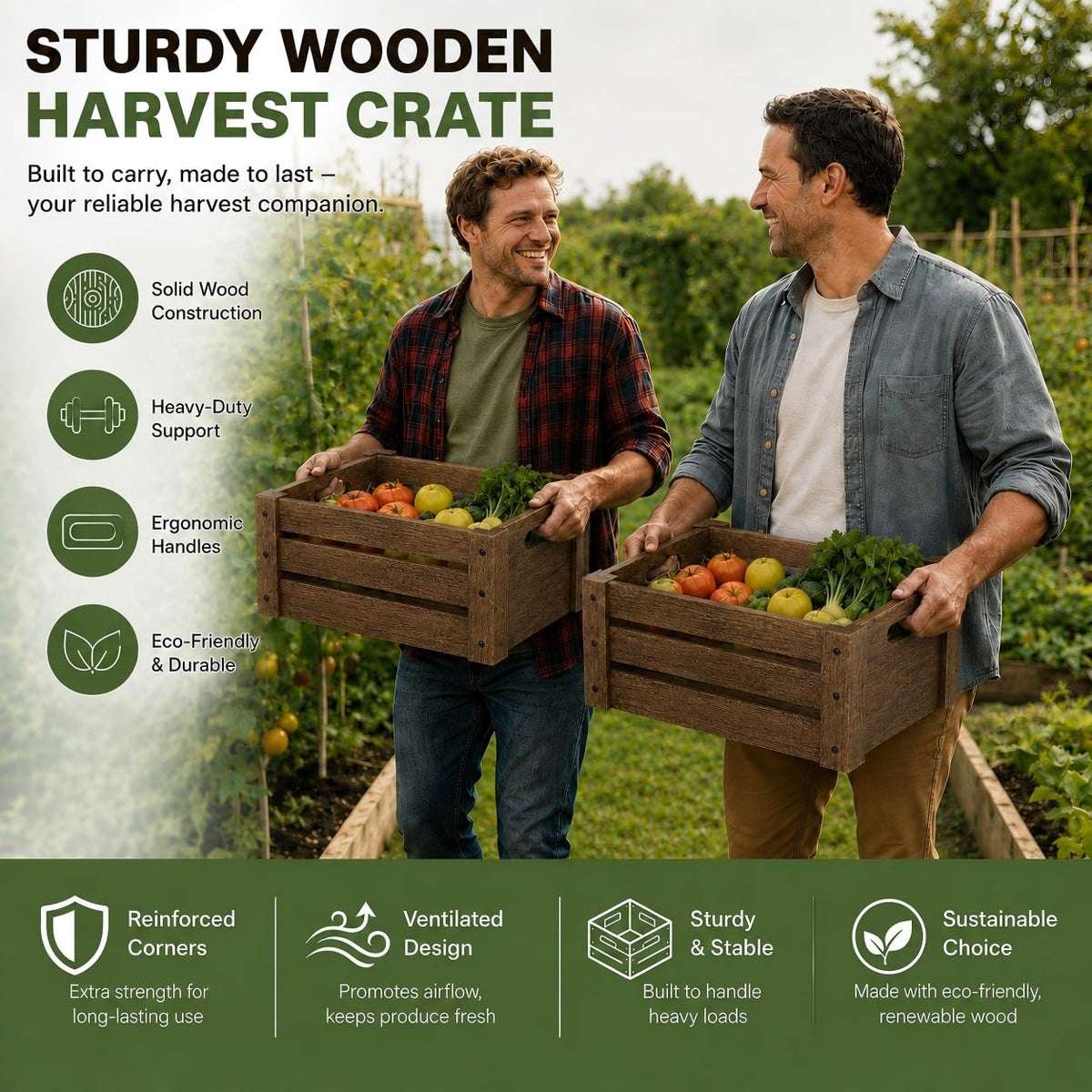 BOY MCOWBOY wooden crates with cut-out handles for easy transport.