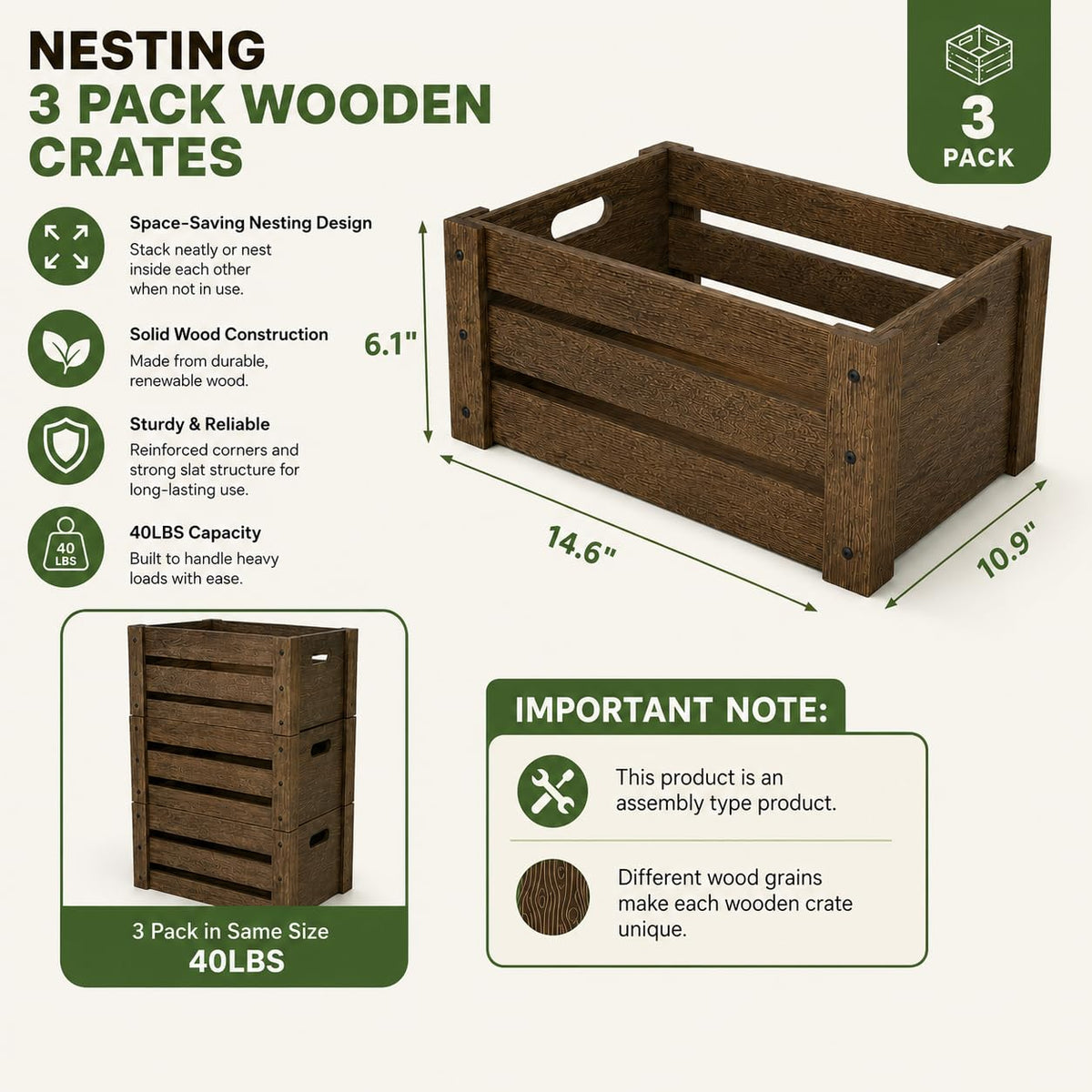 BOY MCOWBOY rustic crates stacked for stylish home decor.