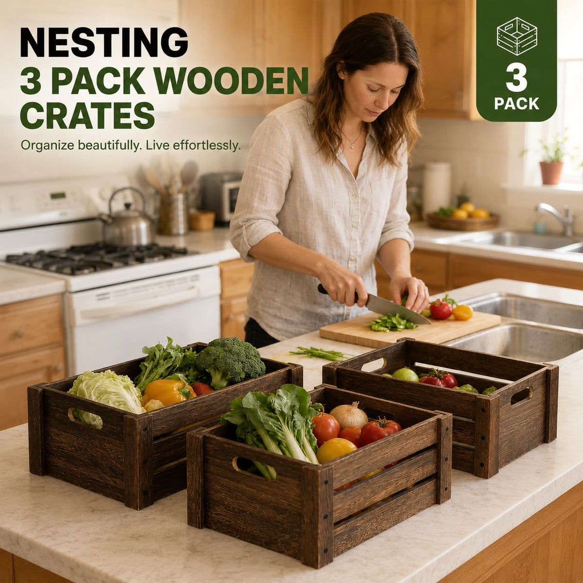 BOY MCOWBOY storage crates suitable for kitchen and entryways.