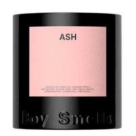 Boy Smells Ash Candle with charcoal pour creates smoky, woody ambiance