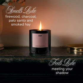 Boy Smells Ash Candle glass vessel complements modern décor and scent depth