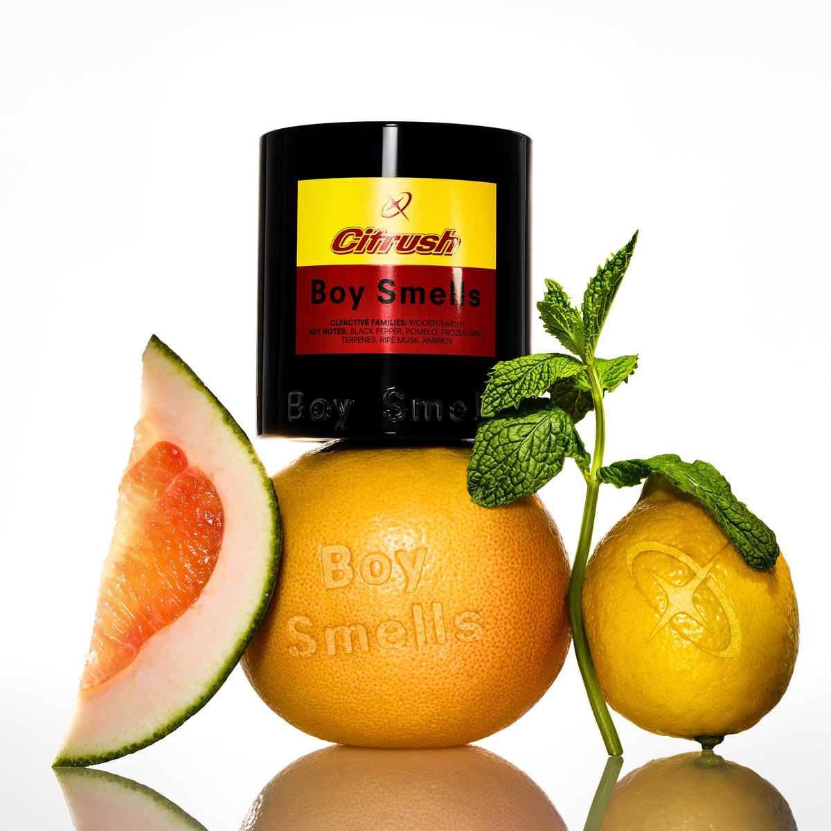 Boy Smells Citrush candle black pepper nuance offers subtle heat during evenings.