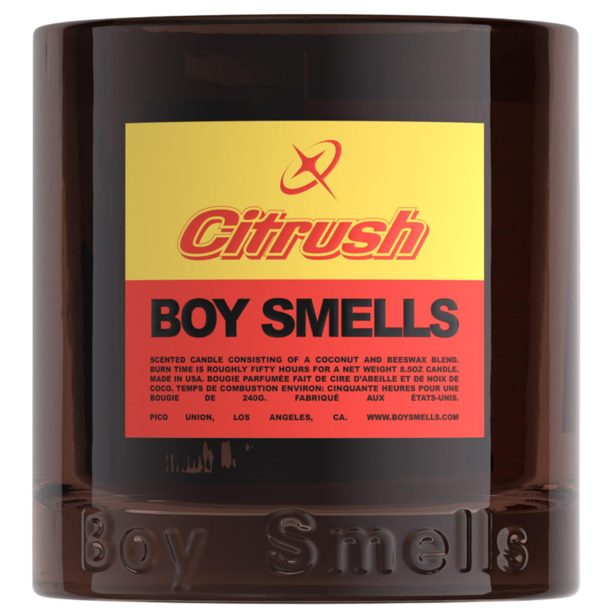 Boy Smells Citrush candle pomelo focus creates uplifting citrus ambiance in living spaces.