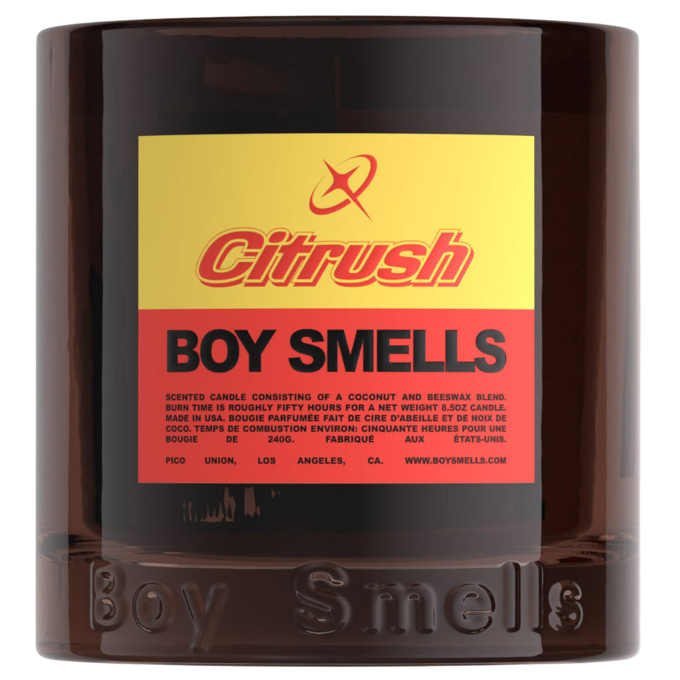 Boy Smells Citrush candle pomelo focus creates uplifting citrus ambiance in living spaces.