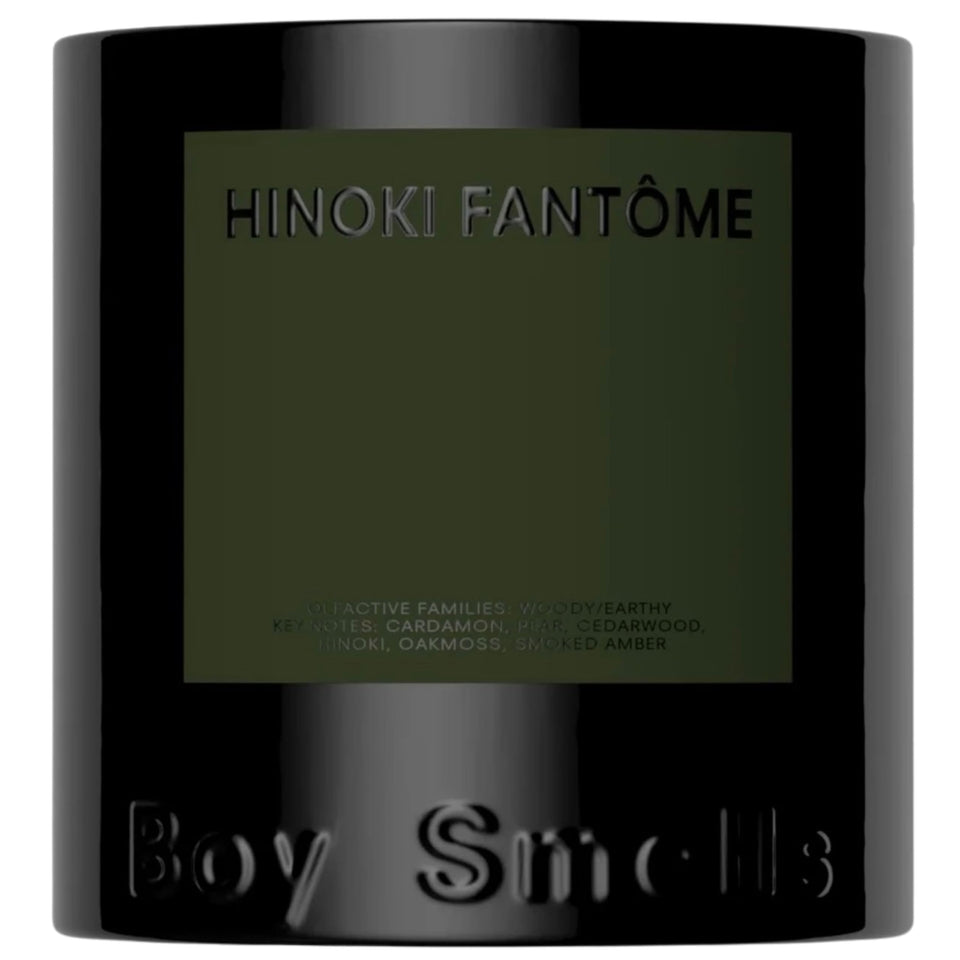 Boy Smells Hinoki Fantôme candle in a matte gradient tumbler adds refined décor.