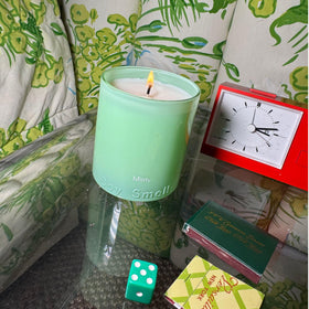 Boy Smells Mint Candle ambient setup hints at calm, focused moments.
