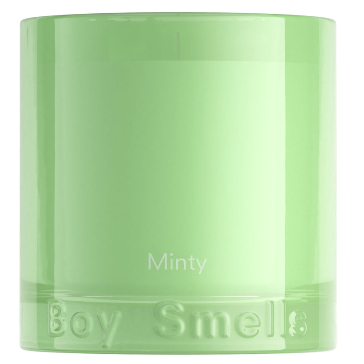Boy Smells Mint Candle in a teal glass, delivering a refreshing, uplifting ambiance.