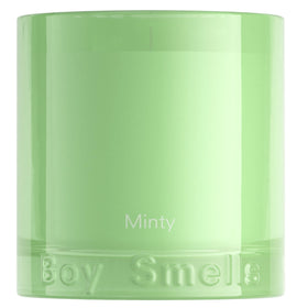 Boy Smells Mint Candle in a teal glass, delivering a refreshing, uplifting ambiance.