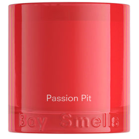 Boy Smells Passion Pit candle in a red glass tumbler for vibrant ambient warmth.