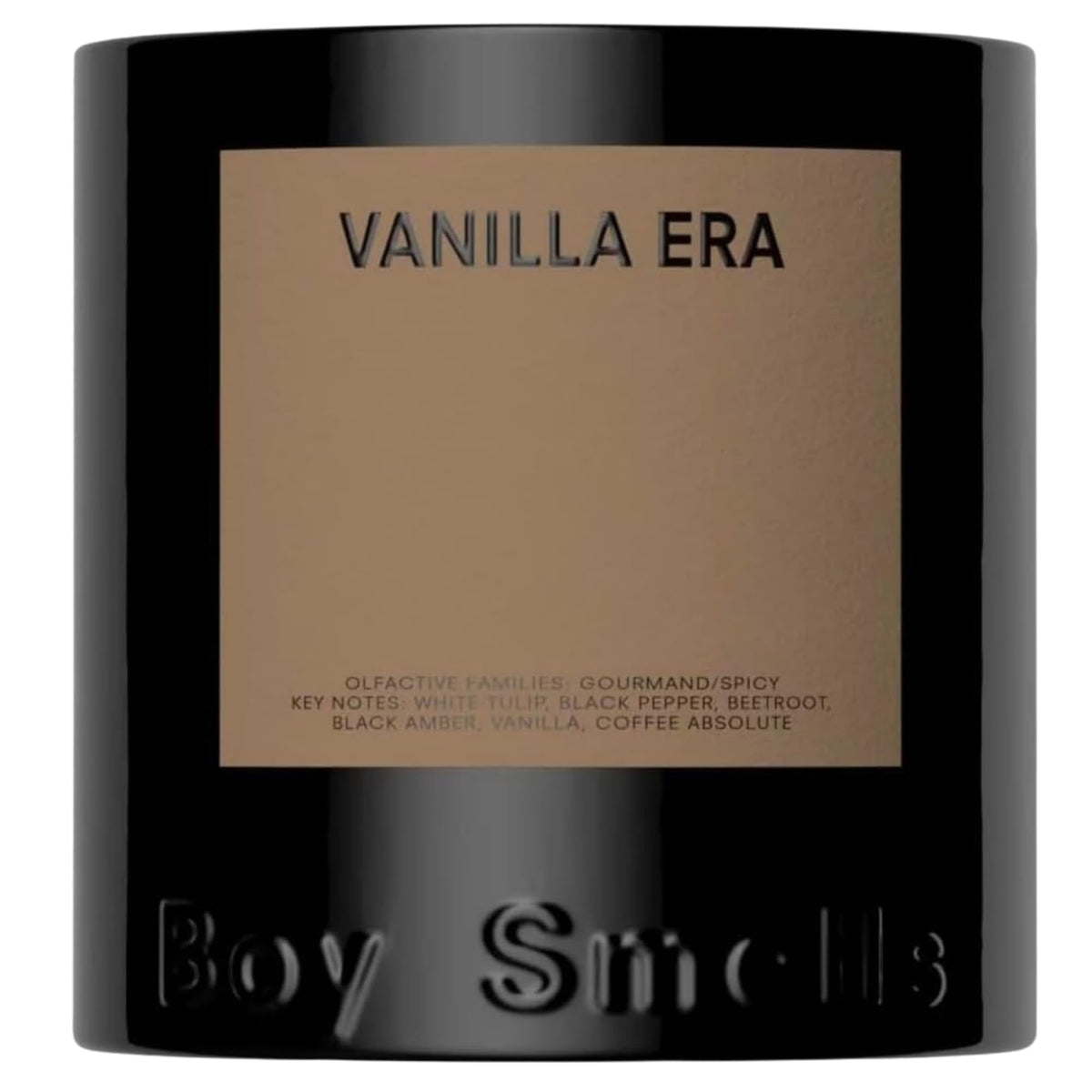 Boy Smells Vanilla Era candle jar with matte gradient finish for cozy ambiance.