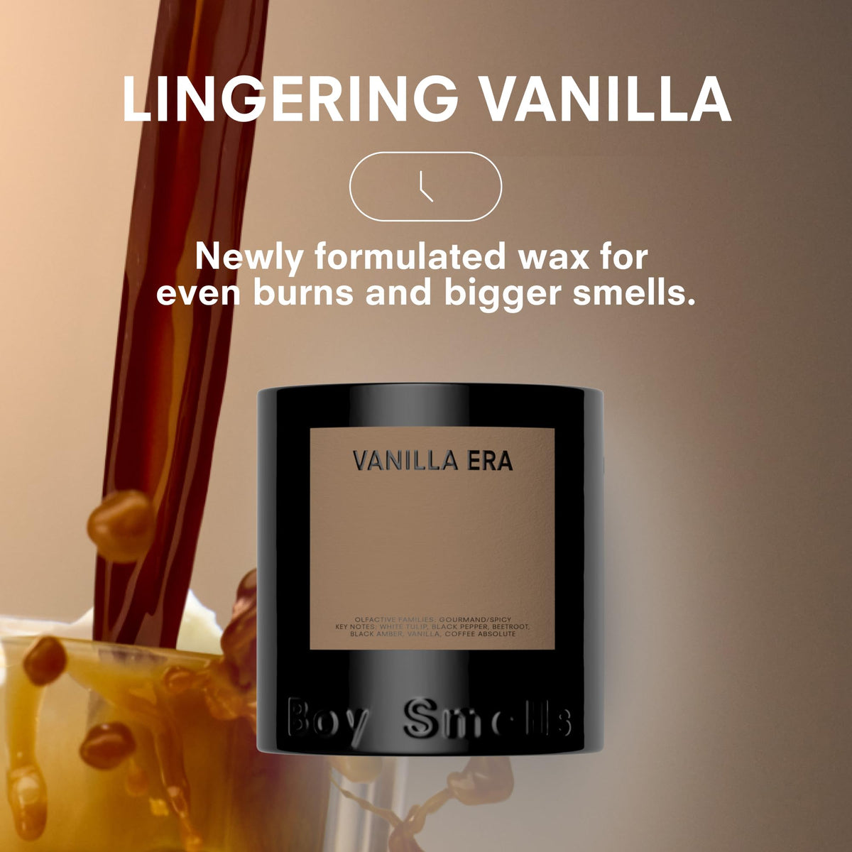 Boy Smells Vanilla Era wick closeup shows braided cotton wick for smooth burn.
