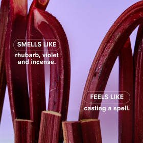 Boy Smells Violet Ends fragrance notes include rhubarb, violet, and smoked papyrus.