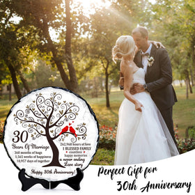Bozspacer 30th anniversary slate plate on display, ready for gifting