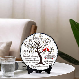 Bozspacer China Anniversary Slate Plate close-up engraving, highlights durable stone craftsmanship.