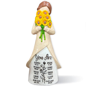 Bozspacer Christian figurine You Are Sunflower on tabletop enhances faith-inspired decor.