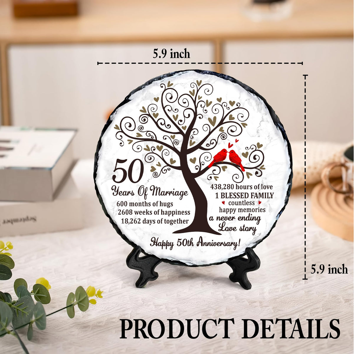 Bozspacer slate plate featuring red cardinal illustrations and messages